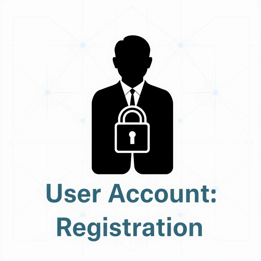 Icona stilizzata di un utente con una chiave, che simboleggia la sicurezza dell'account e la registrazione